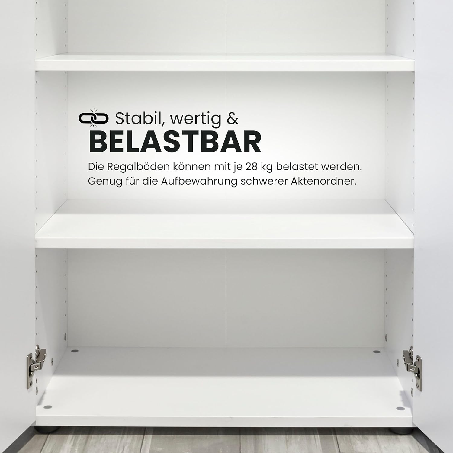 bümö Aktenschrank abschließbar, Büroschrank Holz 80cm breit in weiß - abschließbarer Schrank mit Aktenregal für's Büro & Arbeitszimmer, Büro Möbel Ordnerschrank mit Schloss