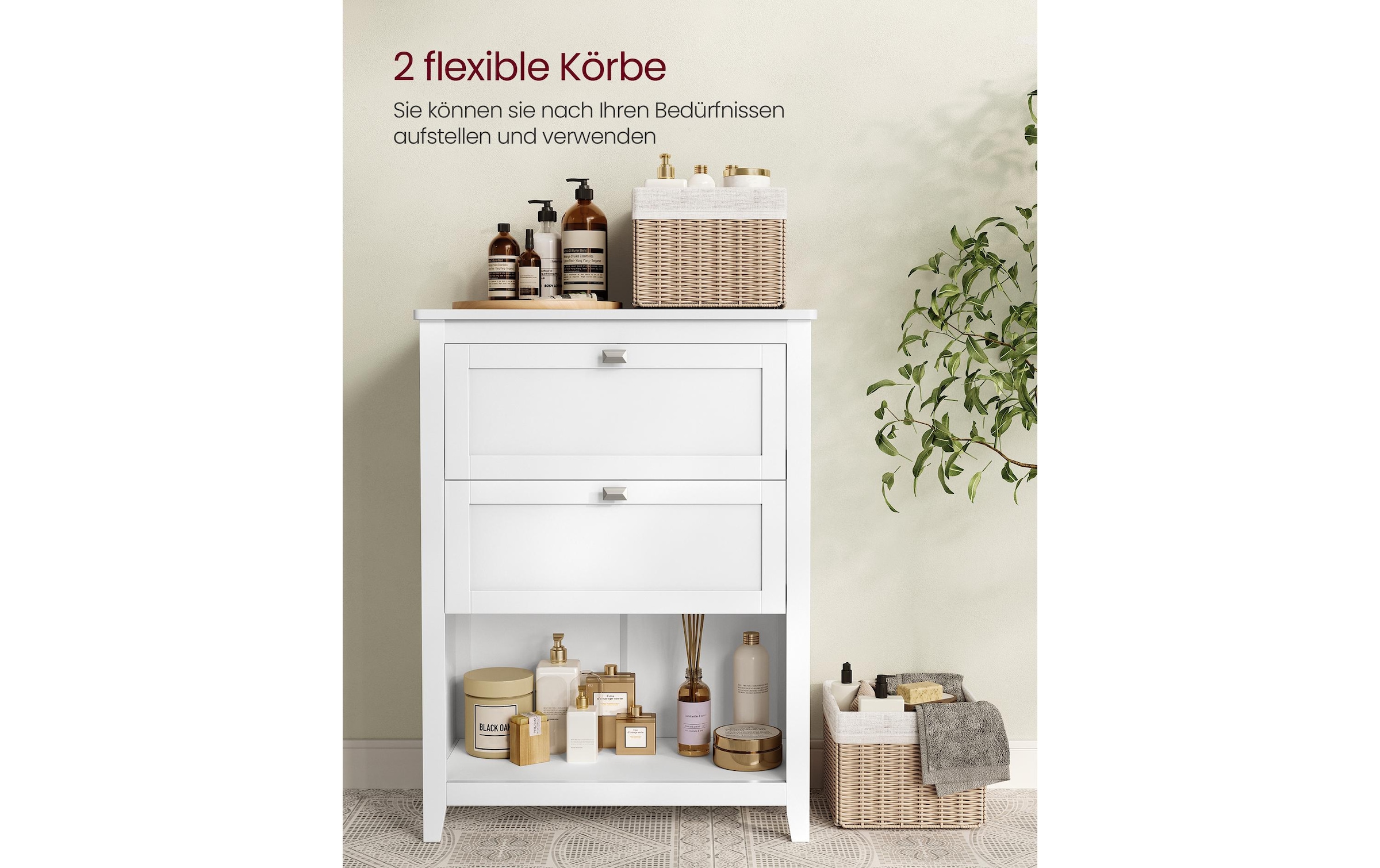 VASAGLE Mehrzweckschrank »VASAGLE Badezimmer-Schrank 30 x 80 cm, Weiss«