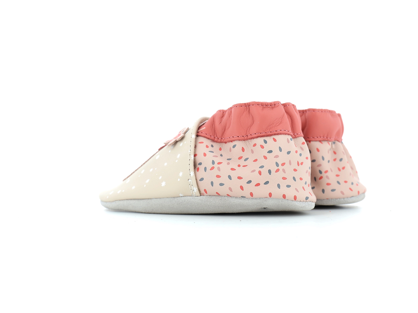Robeez-FLOWERDOLLS Cuir Beige Rose