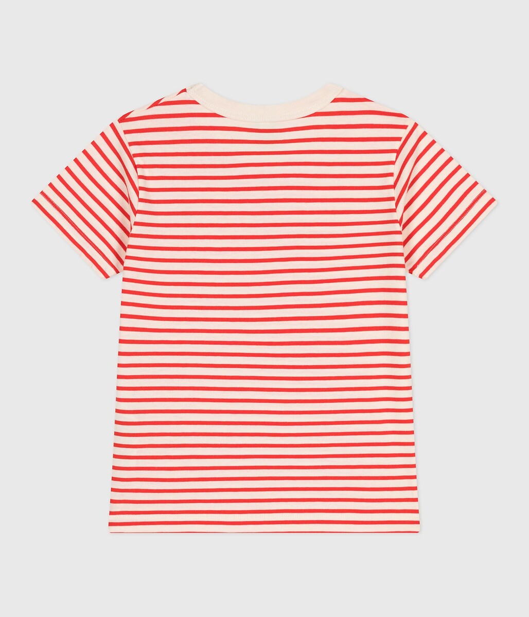 PETIT BATEAU<br>Camiseta de algodão com listras e mangas curtas