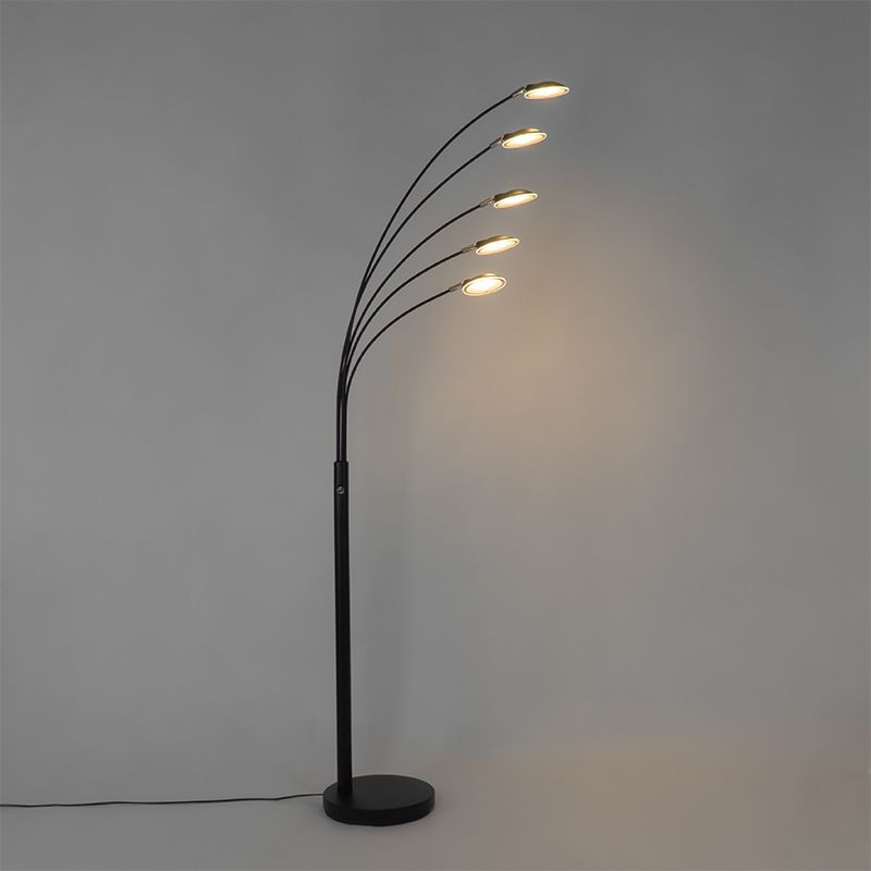 Design vloerlamp zwart incl. LED 5-lichts dimbaar - Sixties Trento