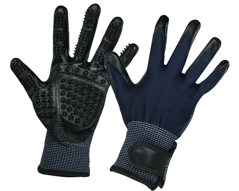Gants étrille et de massage pet • mue chèvre, chien, cheval