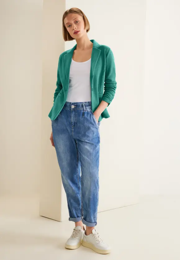 Basic Blazer mit Raffungen - lagoon green