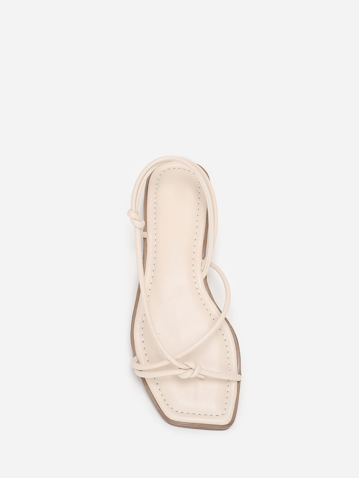 Sandales plates à fines brides nouées- Beige
