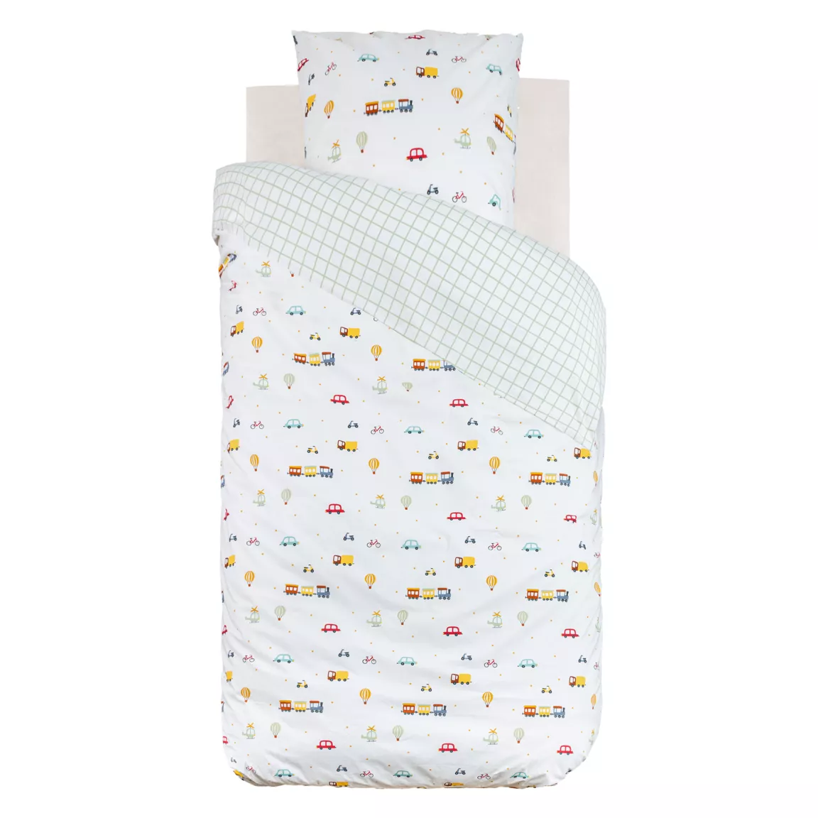 Housse de couette et une taie enfant coton (140 x 200 cm) Voitures Multicolore