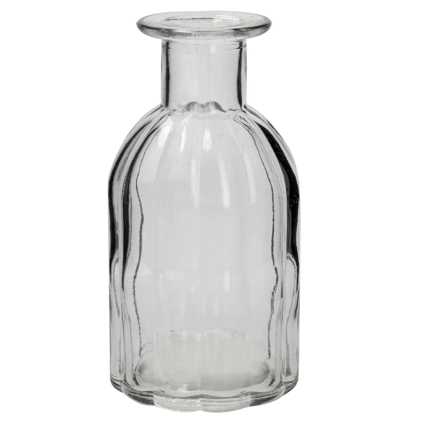 Flaschen-Vase Rillen, breit, 7.5 x 14 cm