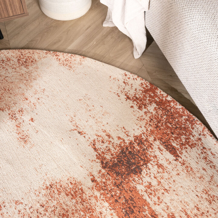 Rond abstract vloerkleed - Candice Terracotta