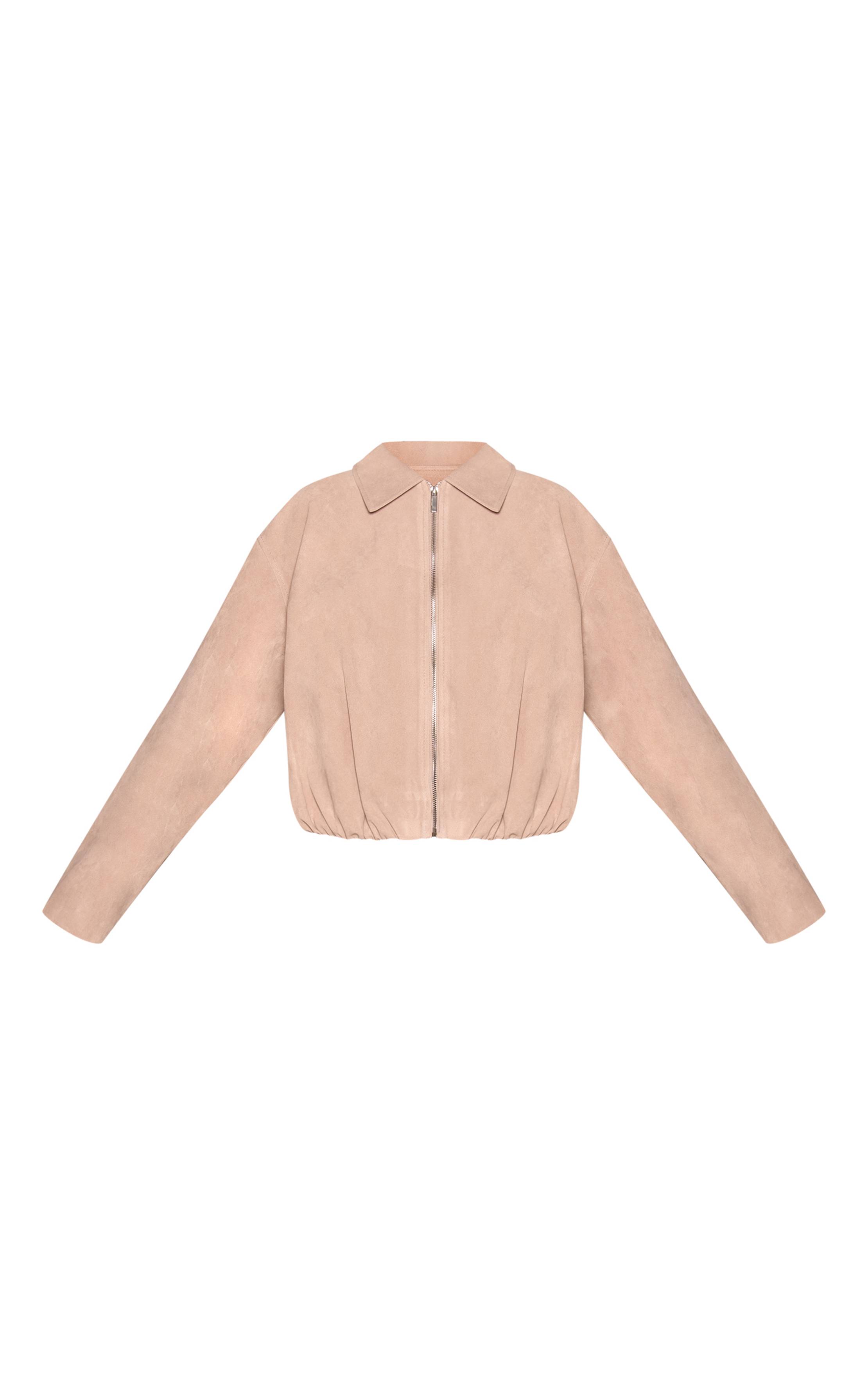 OS Veste En Daim Zippée À Ourlet Froncé