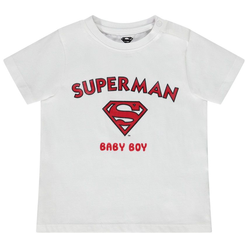 T-shirt manches courtes en jersey Superman Warner pour bébé garçon - Blanc