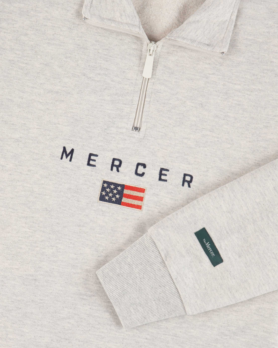 Mercer Amsterdam The Mercer Quarter Zip Lichtgrijs Sweater