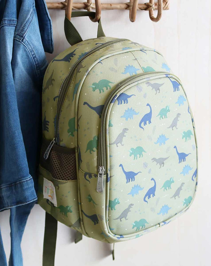 Kinderrucksack DINOSAURS (27x32x19) isoliert in hellgrün