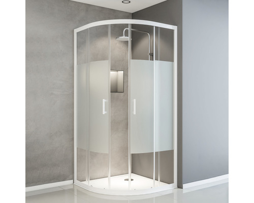 SCHULTE Sunny ExpressPlus R550 ronde douchewand 90x90 cm, Dezent Light decor, profielkleur alpinewit