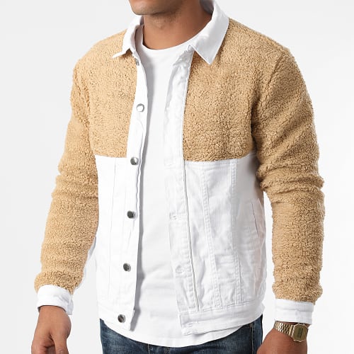 Veste Jean Col Mouton 2325 Blanc Beige