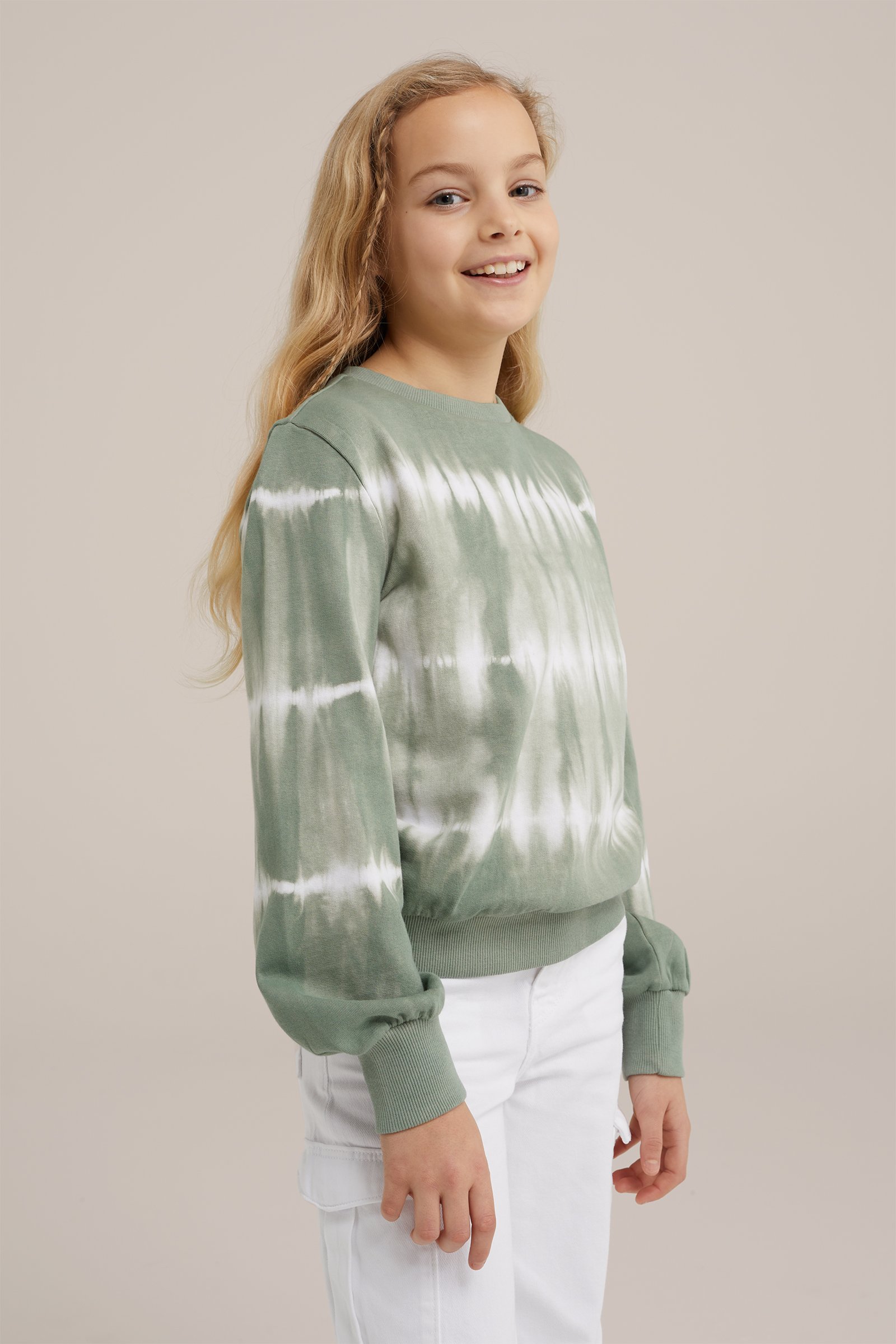 Meisjes sweater met tie-dye WE Fashion Khaki