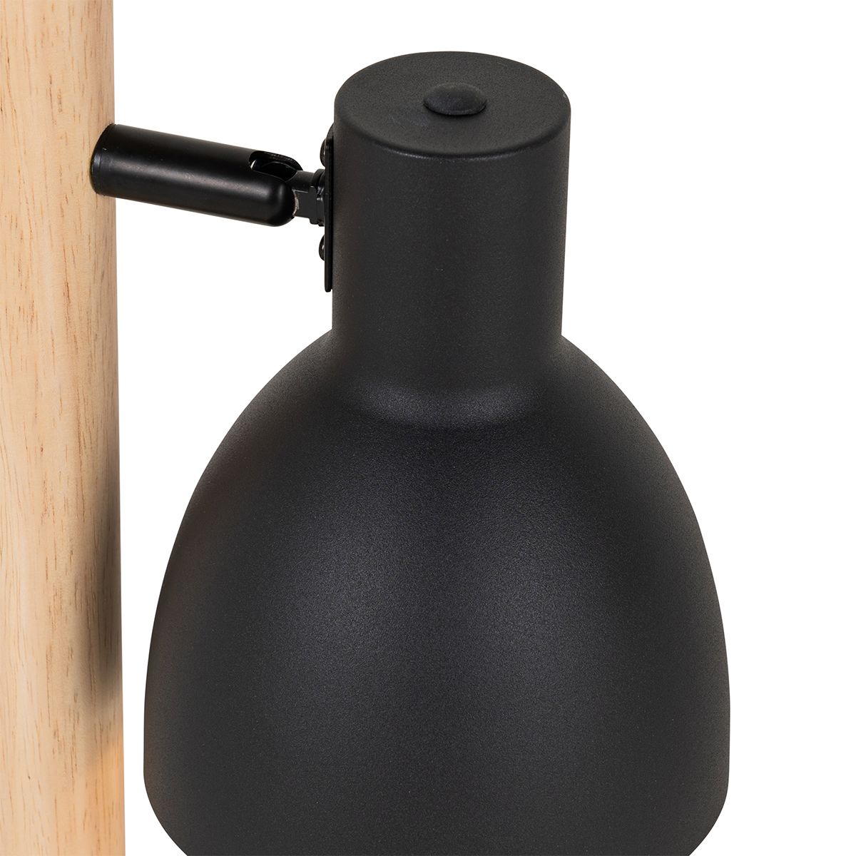 Landelijke tafellamp zwart met hout - Flint