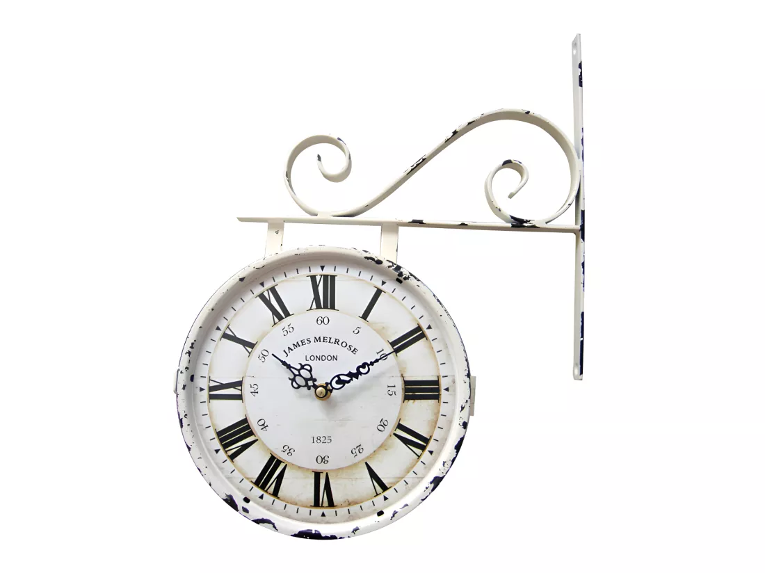 Horloge murale double face style vintage FAUBOURG en fer - L.34 x H.41,5 cm