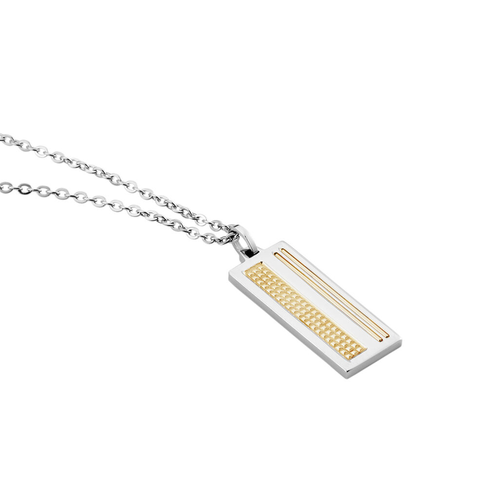 Collier Acier Blanc Et Plaqué Or Apollo