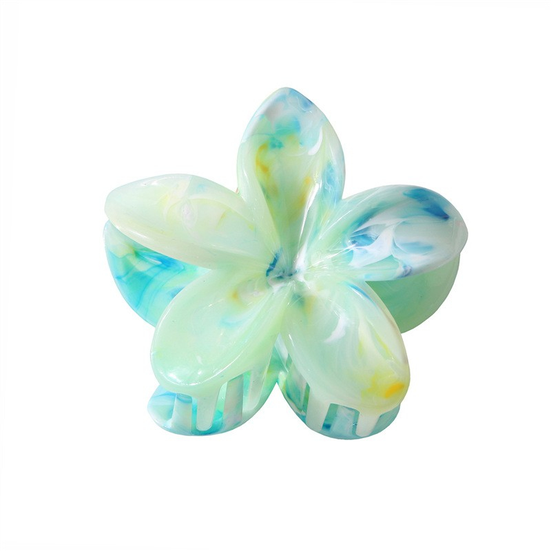 (8cm) Haarspange Klammer Krallen Clip Marble Haar Accessoire Blume - Grün
