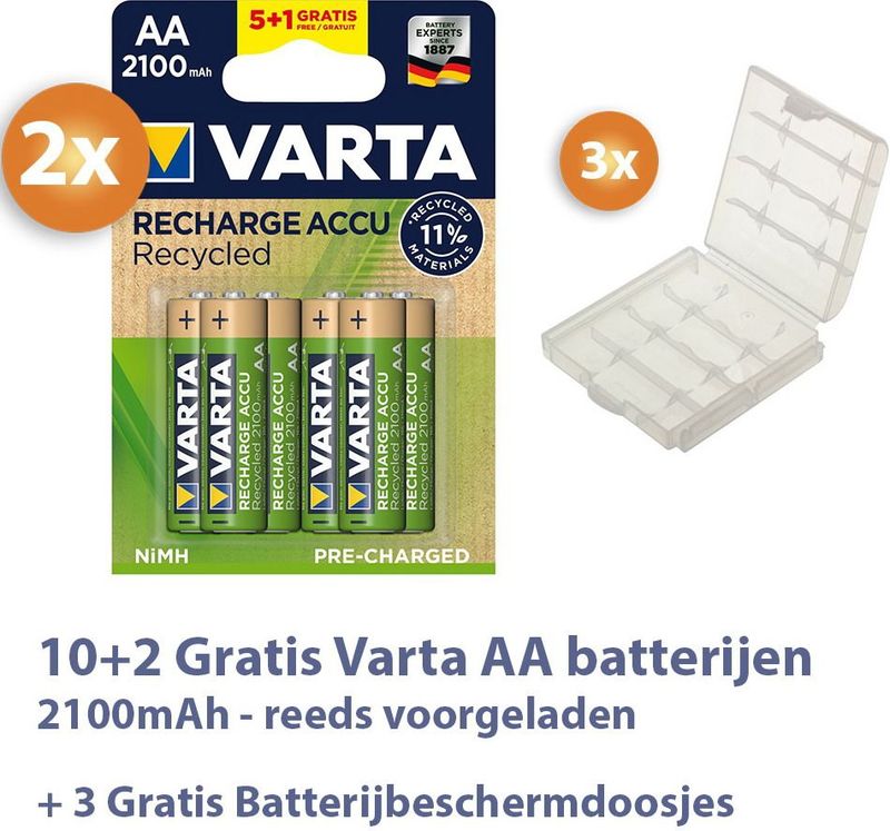 Varta AA batterijen Voordeelpak 10+2 gratis - 2100mAh - Oplaadbaar