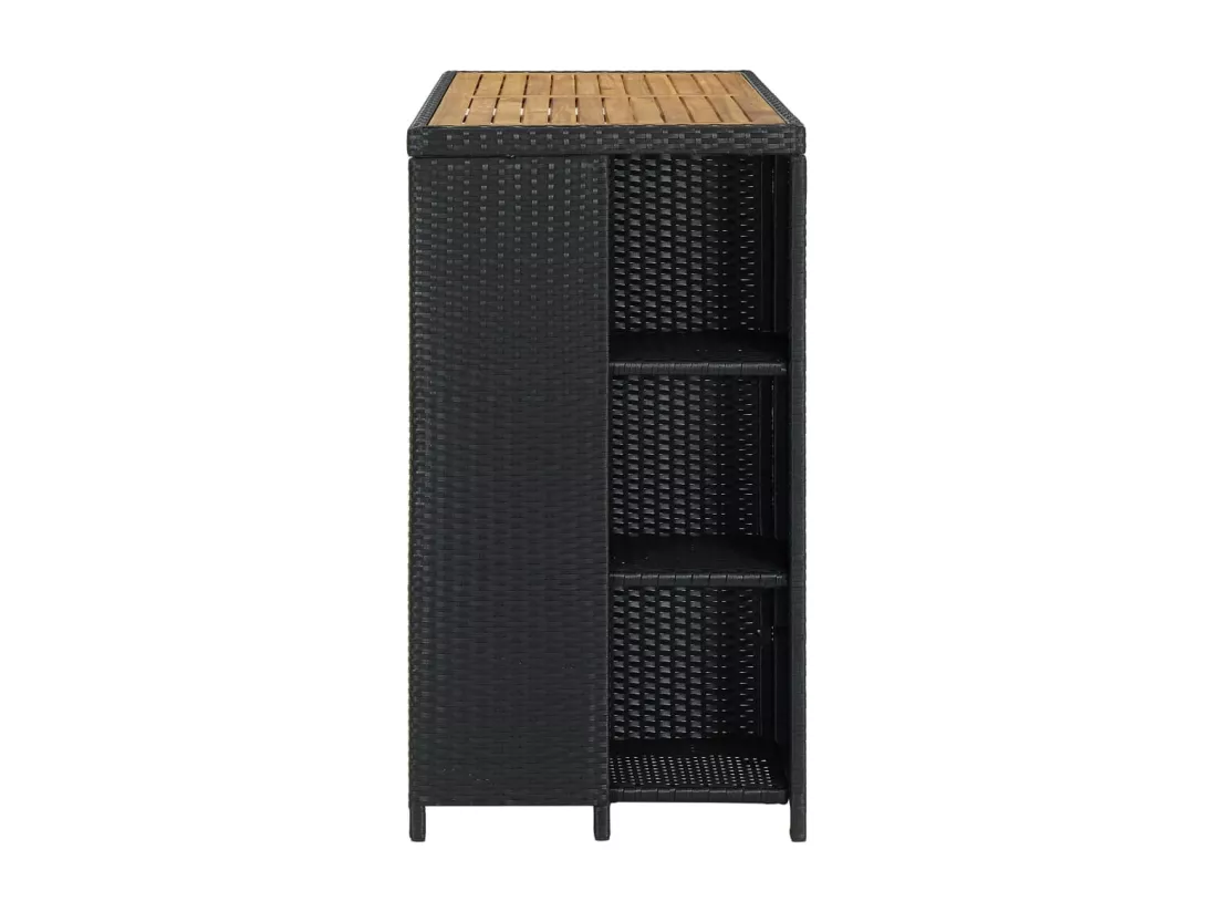 Table de bar avec rangement Noir 120x60x110 cm Résine tressée