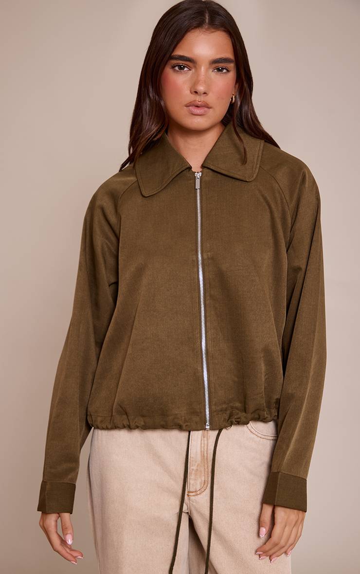 Kaki Veste Bomber Utilitaire À Cordon De Serrage