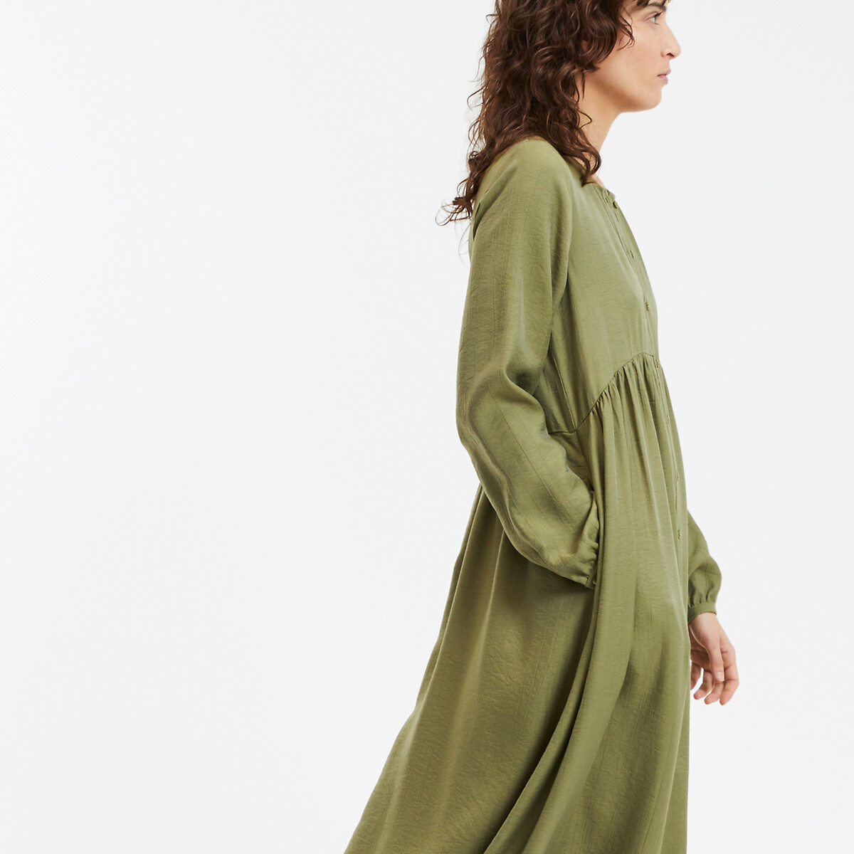 COLEÇÕES LA REDOUTE<br>Vestido longo, mangas compridas. Assinatura SUZIE