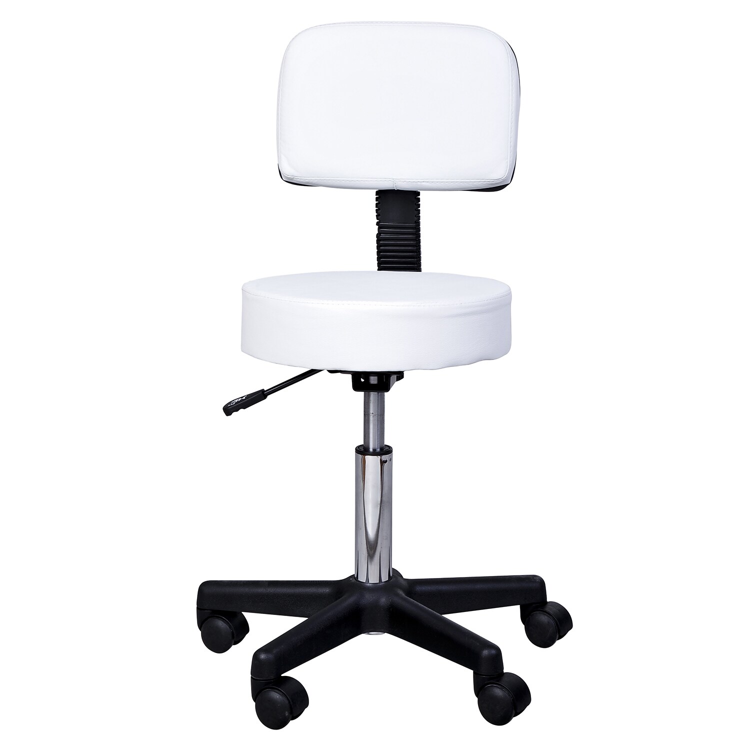 HOMCOM Rollhocker mit Lehne weiß 35 x (77-89) cm (ØxH)