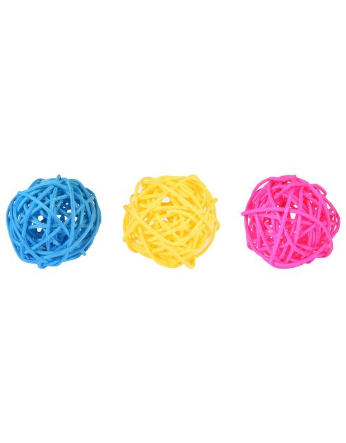 Flamingo Knaagdierspeelgoed Wicki Balls - Speelgoed - 3.5x3.5 cm Blauw Geel Roze