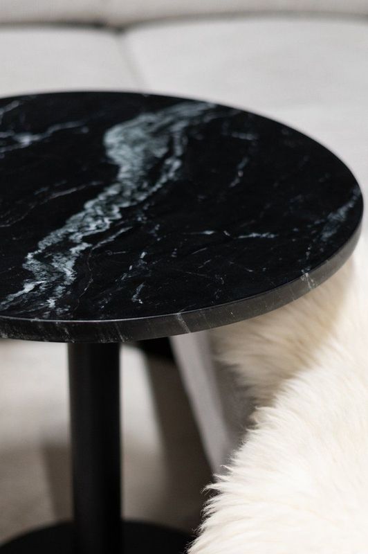 Kick Bijzettafel Marble Rond Hoog - Zwart