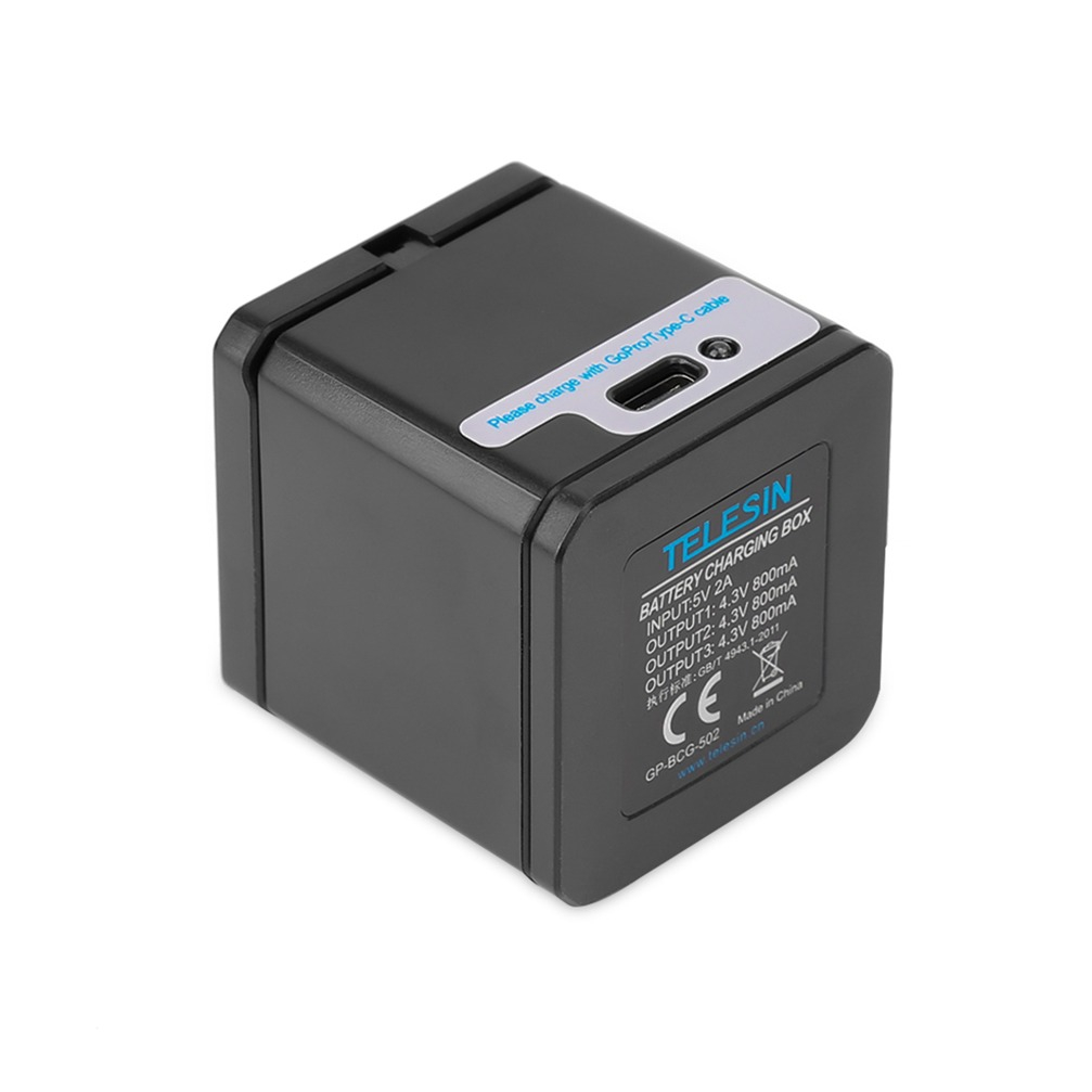 GoPro Hero 6 / 5 3-fach USB Akku Box Ladegerät - Schwarz