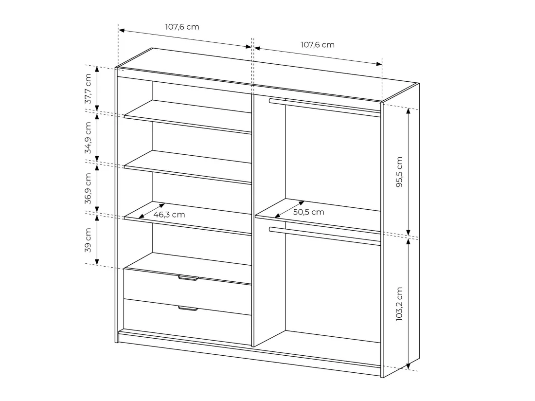Ensemble lit avec chevets 160 x 200 cm + Sommier + Commode + Armoire - Coloris : Naturel et noir - ARIADA