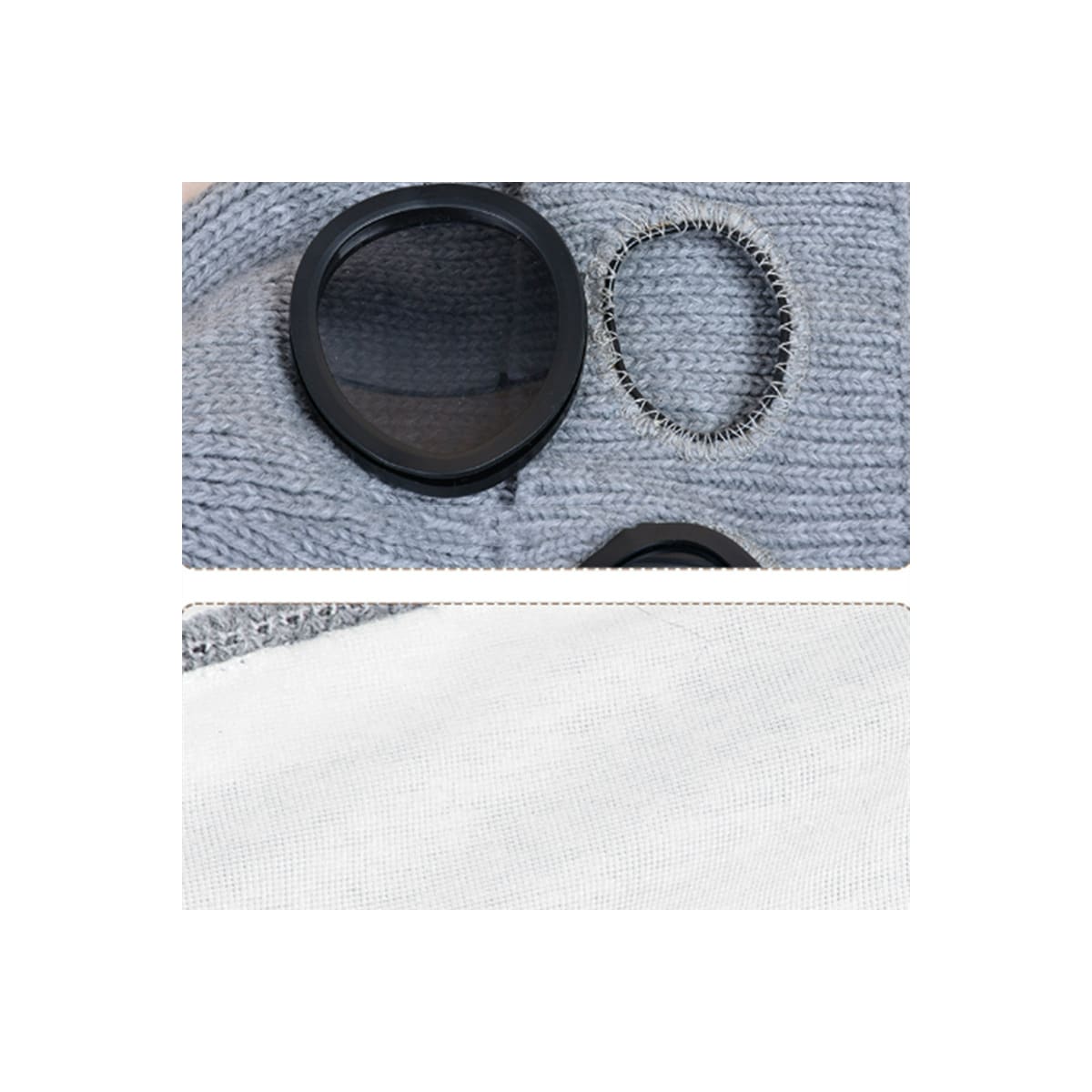 Strikket lue lue med goggles maske Sort
