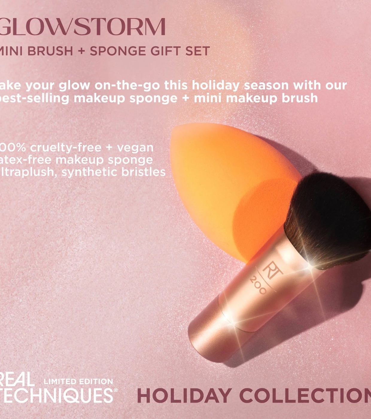 Real Techniques - *Holidays 24* - Conjunto mini pincel + esponja Glowstorm