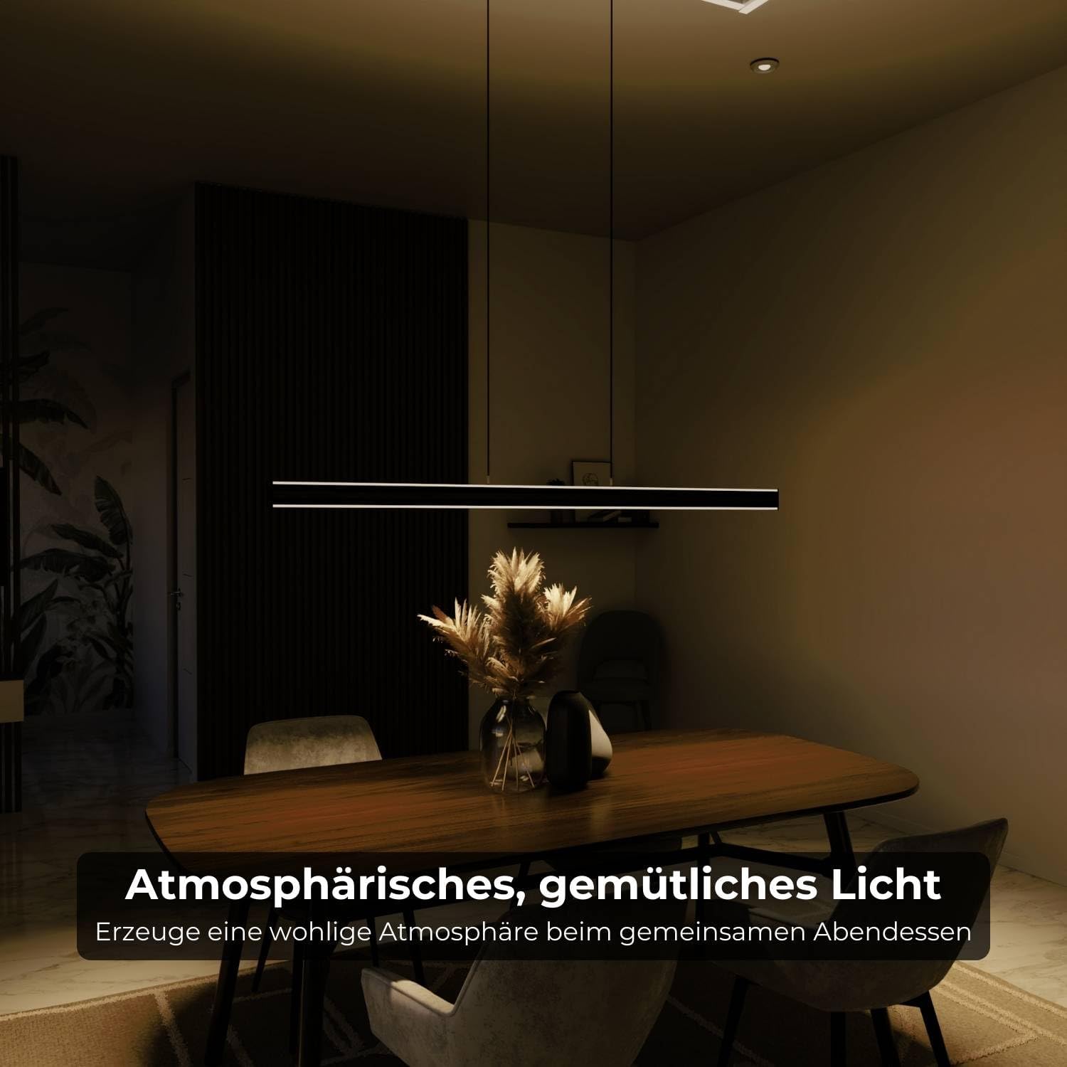Kalea Designer Pendelleuchte V2, LED Hängeleuchte dimmbar Hängelampe, 2200 K - 6000 K, Amazon Alexa & Google Home, Tuya (Schwarz, 150cm)