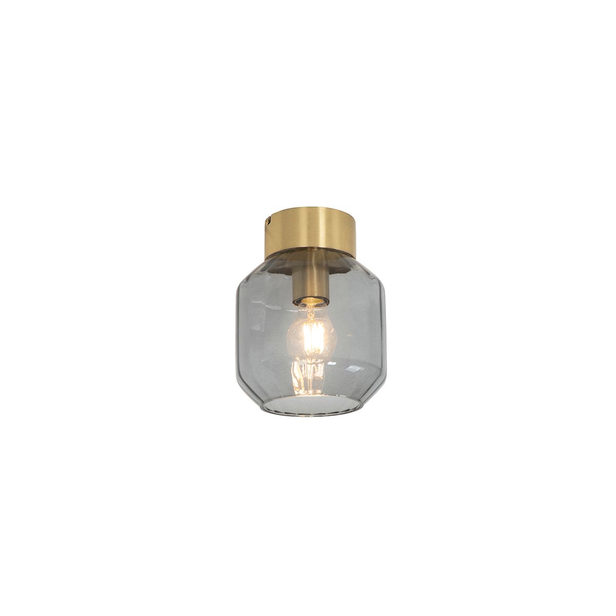 Smart plafondlamp messing met smoke glas incl. Wifi A60 - Stiklo
