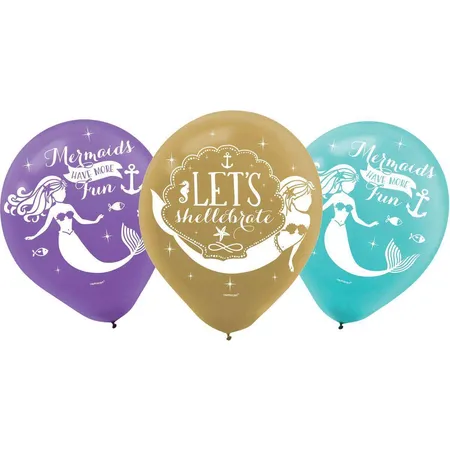amscan Latexballons Mermaid Wishes, 6 Stück