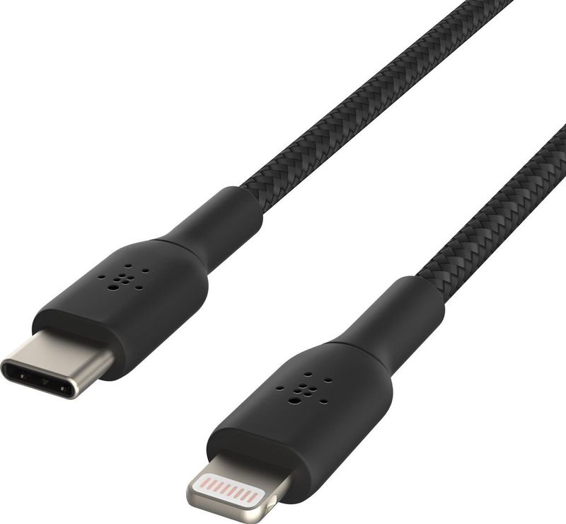 Belkin Braided iPhone Lightning naar USB-C kabel - 1m - Zwart