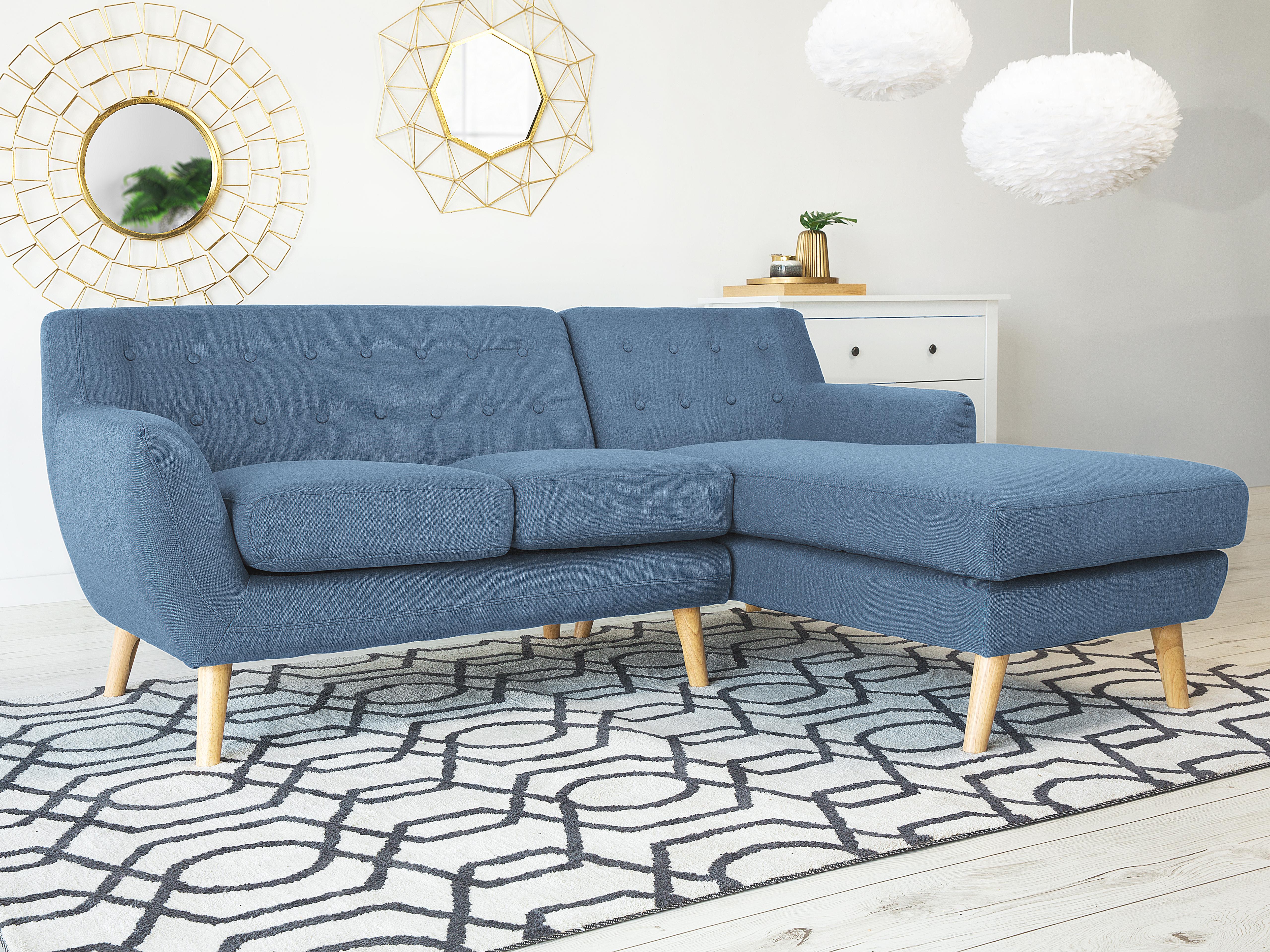 Hoekbank 3-zits MOTALA Stof Blauw linkszijdig