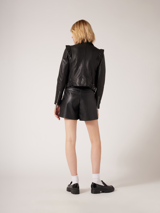 Veste en cuir détail épaulette