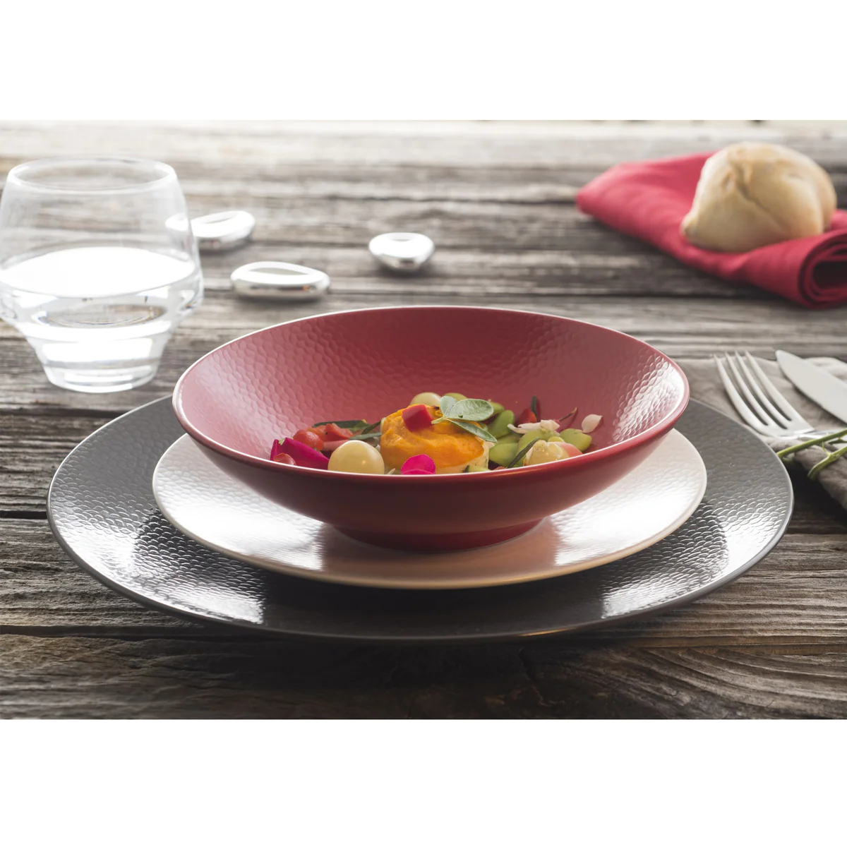 Stone Rouge - Assiette dessert 20 cm (lot de 6) Médard de Noblat