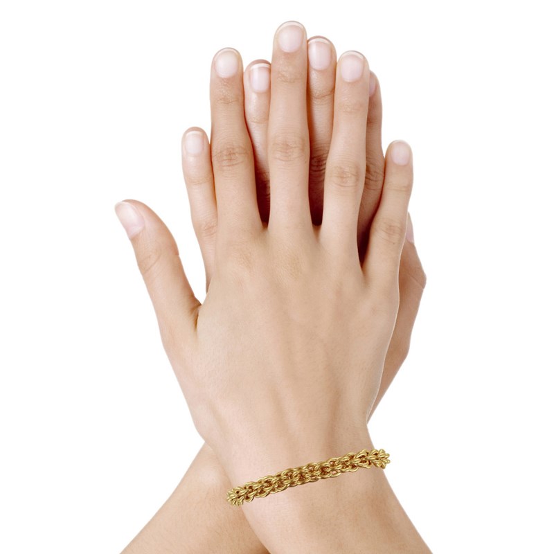 Bracelet Plaqué Or Gourmette Mailles Rondes Circulaires