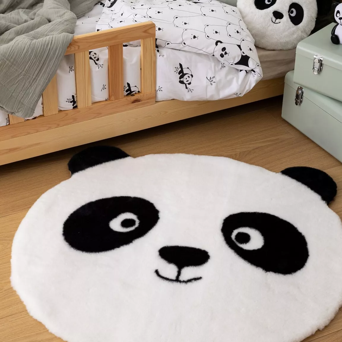 Tapis antidérapant enfant (100 cm) Panda Blanc