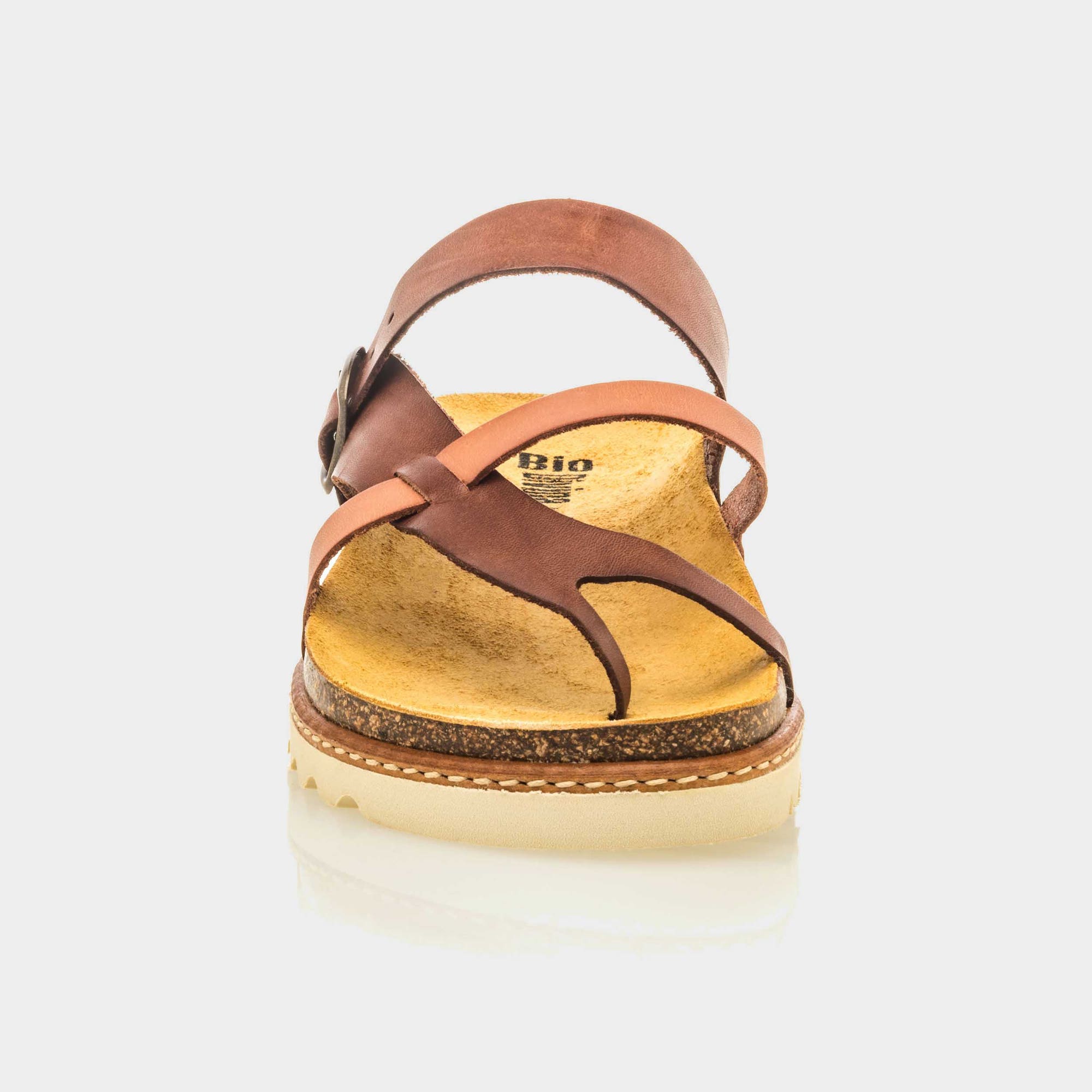 Mules semelle liège Femme en cuir marron