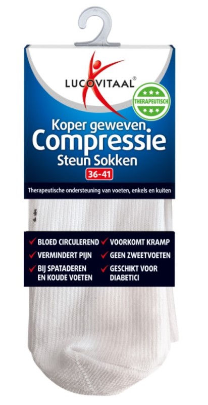 Lucovitaal Koper Compressiesok 36-41 Wit 1paar