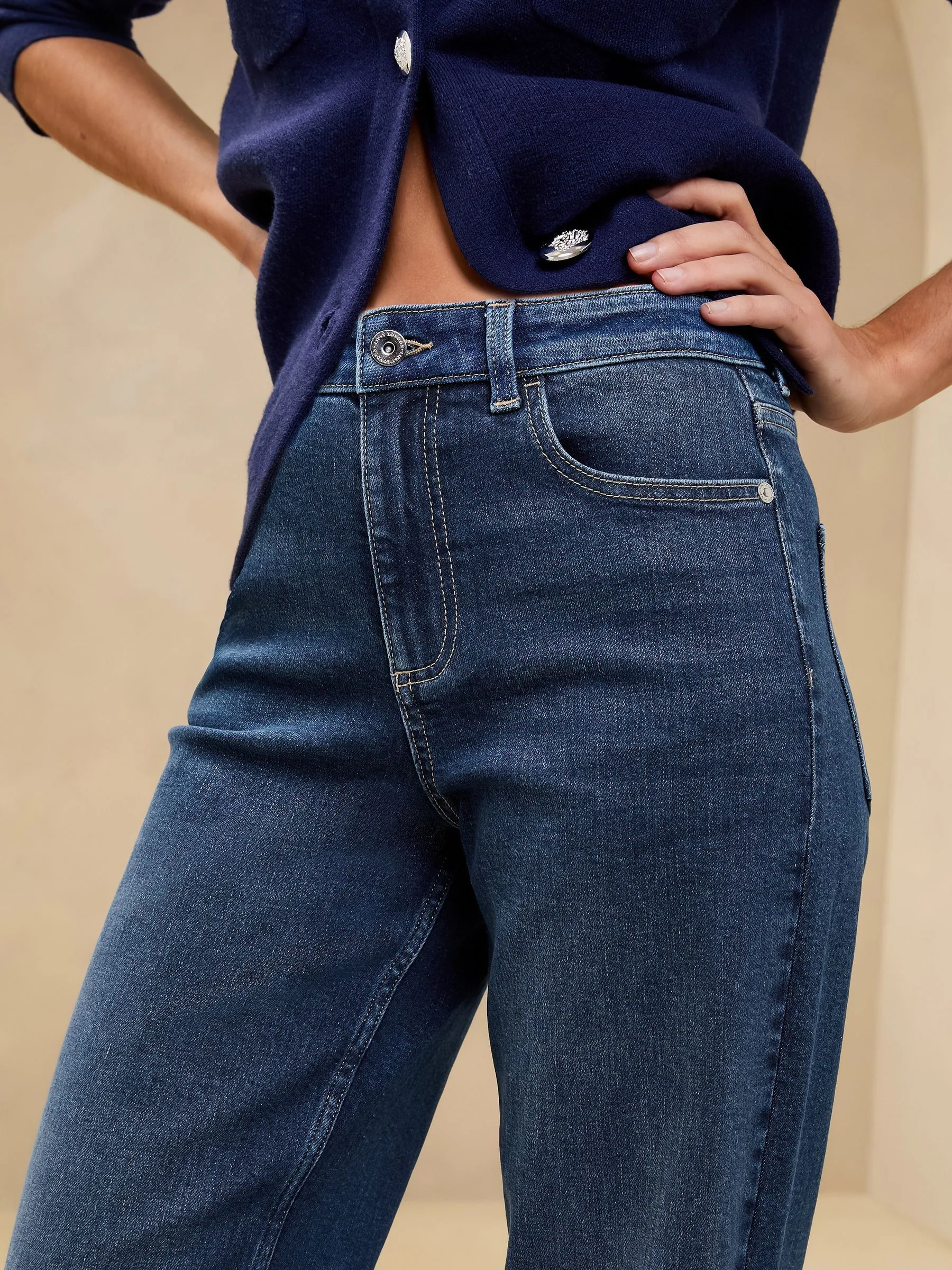 Donkerblauw - Lipsy - Jeans met een middelhoge taille en wijde pijpen