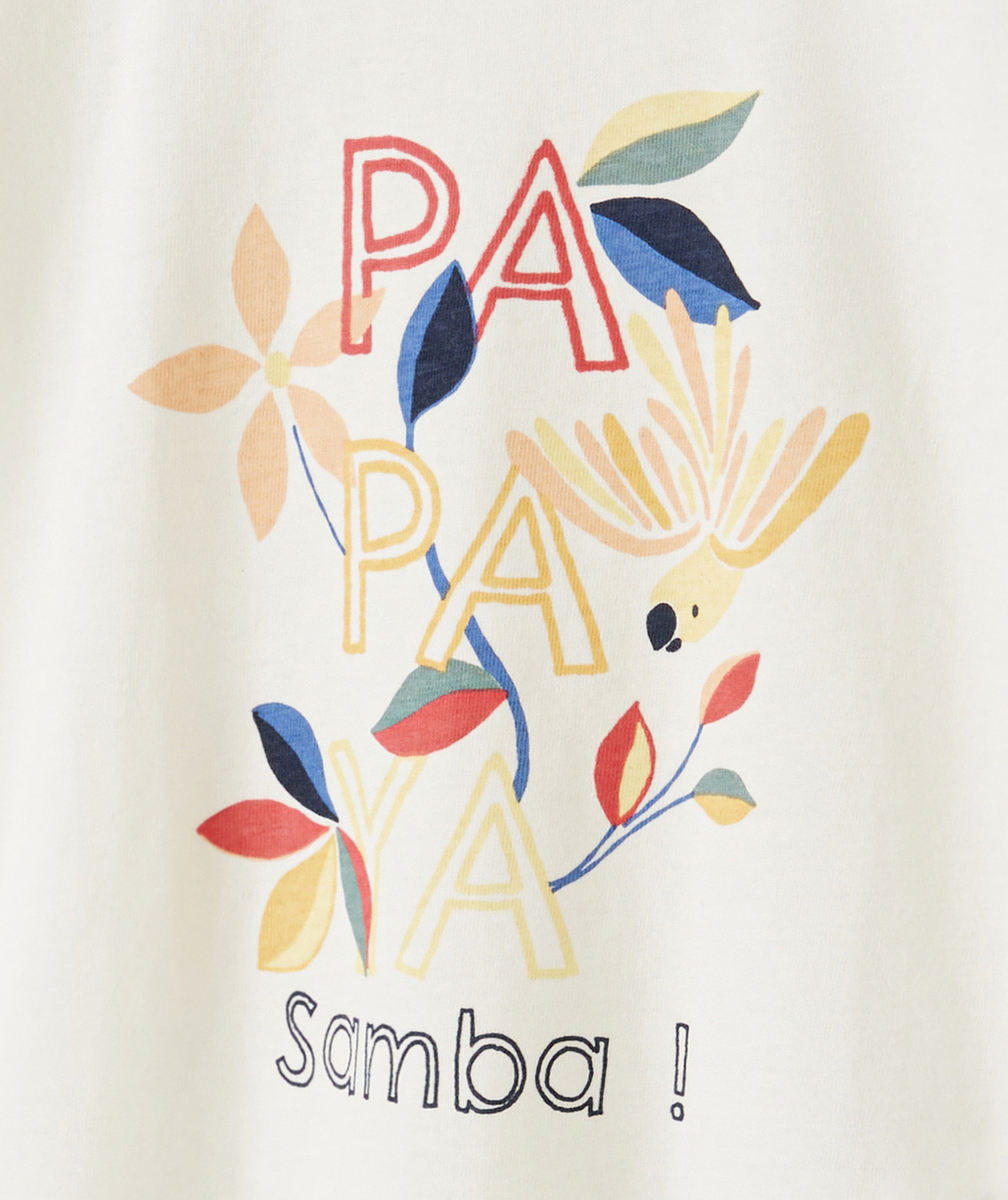 T-SHIRT BÉBÉ FILLE EN COTON ANTI-UV BIO IMPRIMÉ TROPICAL