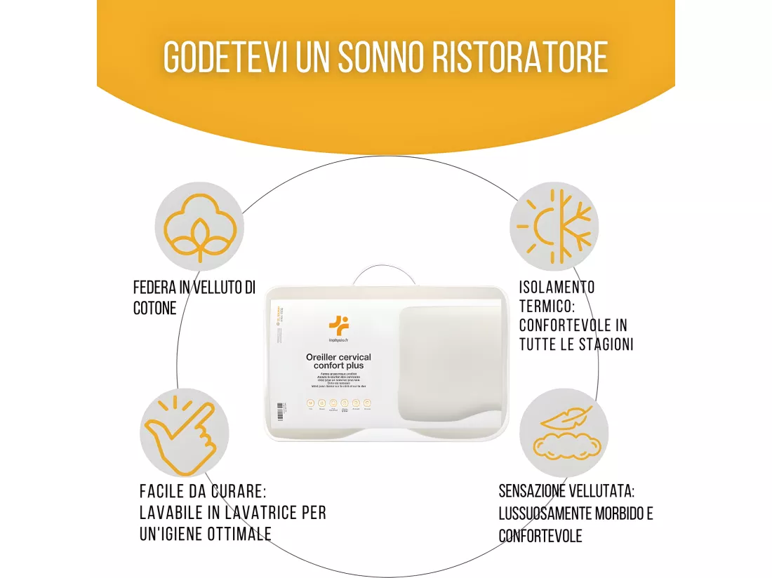 Oreiller Ergonomique Cervical en Mousse à Mémoire - 54x33x10 - CONFORT PLUS