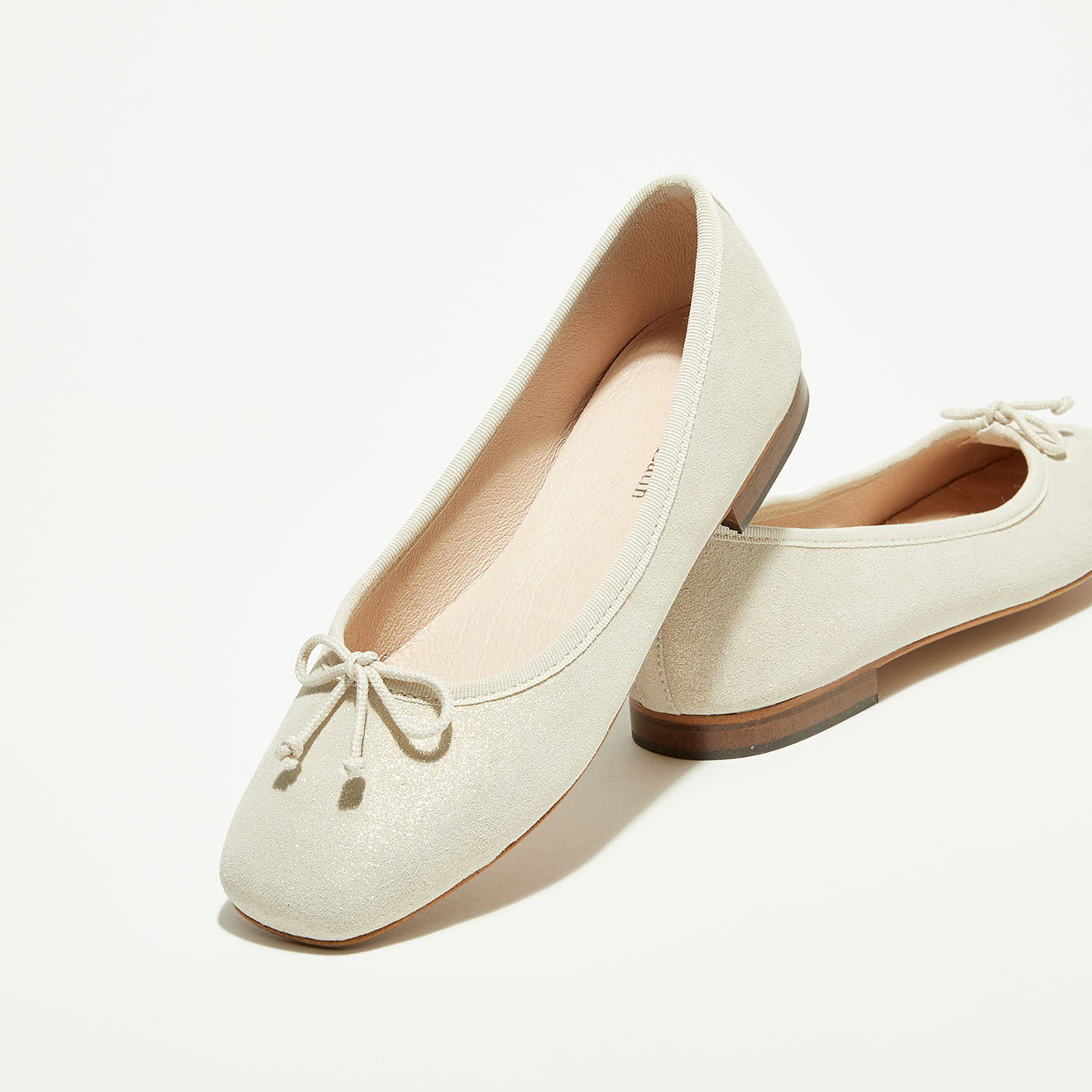 Quartier Latin Ballerines en Cuir verni pailleté Irene beiges