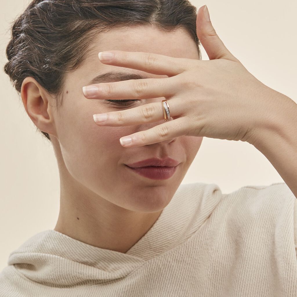 Bague Croisee Or Tricolore Diamant
