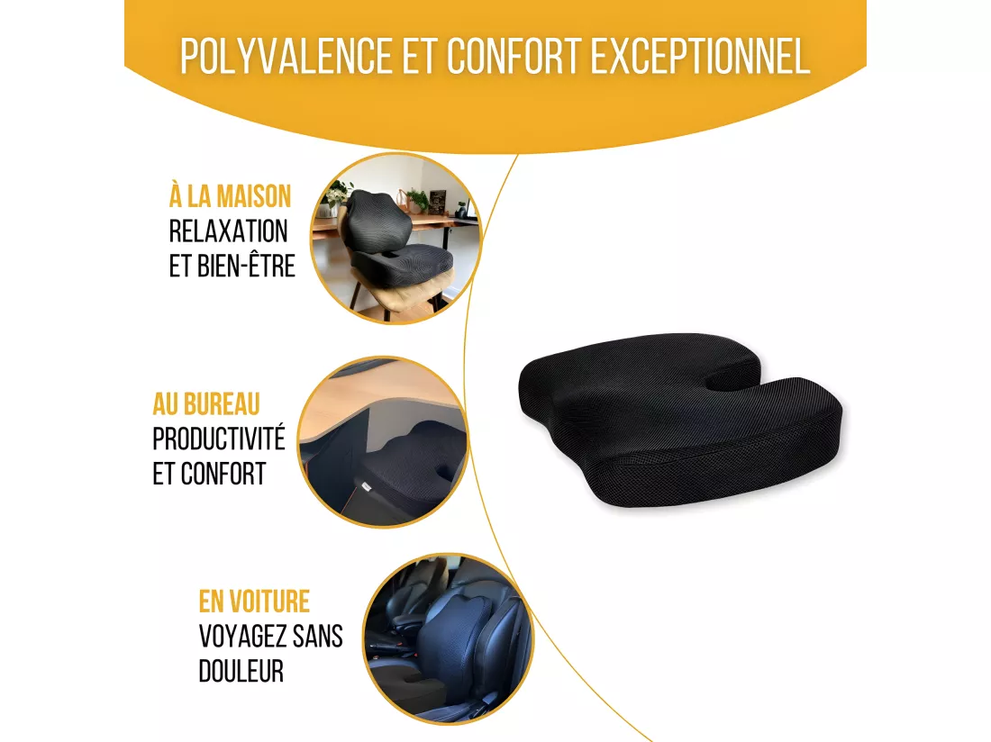 Coussin Ergonomique en Forme de U pour le Coccyx - 45x35x7 - COUSSIN FESSIER